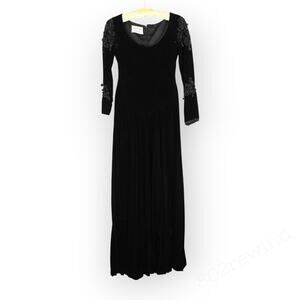 XXS Vintage Eloise Curtis for Happenstance Velvet Maxi Dress Gown Evening